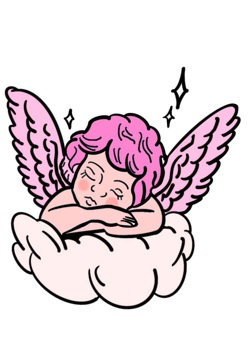 Logo of a cherub on a cloud 