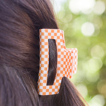 Load image into Gallery viewer, Orange and White Checkered Claw Clip 
