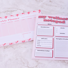 Load image into Gallery viewer, Weekly Desk Planner with pink angels. Desk Stationary. 
