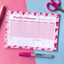 Load image into Gallery viewer, Weekly Desk Planner with pink angels 
