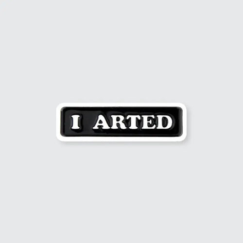 Black Enamel Pin with the words 